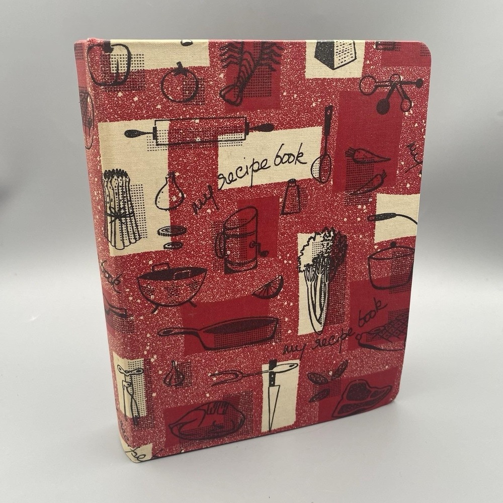 Vintage 60s My Recipe Book 3-Ring Binder Envelopes‎ Clipped Recipes Mid Century